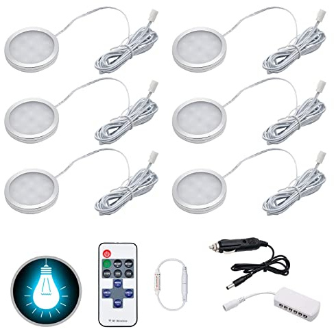 ConBlom 6 Stück LED Einbaustrahler, 2W 6000K 12V Licht für Wohnmobil, Neutralweiß LED Spotlight Indoor Fernbedienung für Wohnmobil T4 T5 Wohnmobil Caravan Light