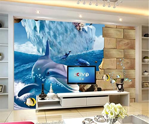 UKEUBAI 3D Living Room Wallpaper Underwater World Broken Wall TV Background Mural Modern Bedroom Wall Stickers Home Decoration Poster