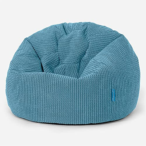 Lounge Pug Kinder Klassicher Kindersessel Sitzsack, Türkis Waffel Pom-Pom, Kindersitzsack, Gaming-Sitzsack Beanbag für Jungen & Mädchen