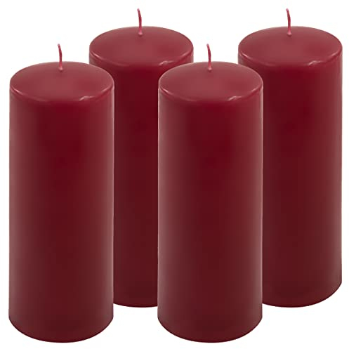 Stumpenkerze weinrot Höhe 20 cm Ø 7,5 cm lange Brenndauer Rund-Kerze Säulenkerzen Kerzen-Deko Tafelkerzen Weihnachts-Kerzen Hochzeit (4)