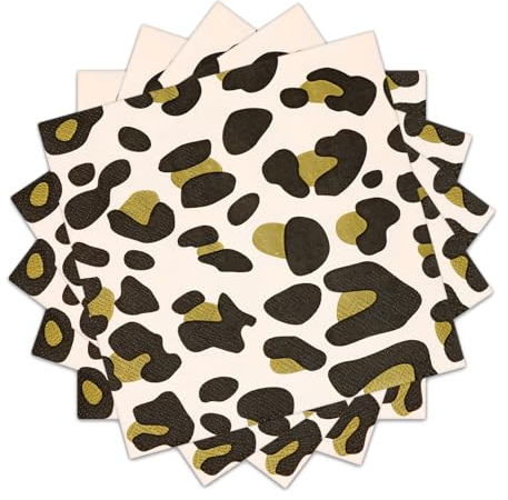 DYLIVeS Party-Servietten mit Tier-Leopardenmuster, Einweg-Servietten mit Dschungel-Safari-Leoparden-Geparden-Druck, Cocktail-Servietten für Geburtstagsparty, Babyparty, Picknick, Safari-Mottoparty (50