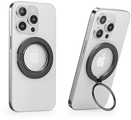 Anywest Handy Ring Halterung Magnetisch Zubehör - 360 Grad Drehung Handy Griff Halter Fingerhalter für iPhone 14 Pro Max Plus, 13 12 Pro Max Mini, Smartphone mit Metallplatte - Grau