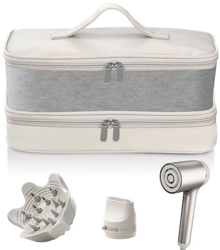 Transplant Hair Dryer Case, PU Leather Travel Case for Dyson Airwrap/Shark Flexstyle, Portable Hair Dryer Bag, Waterproof Organizer