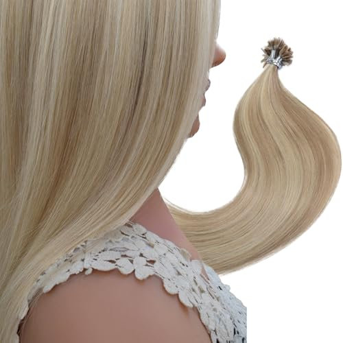 16 18 20 22 Pre Bonded Remy Human Hair Extensions-Nail Tip- 0.6g x 25strands-Grade AAA-Multi Colours (20, 18/613 Ash Blonde/Bleach Blonde Mix)
