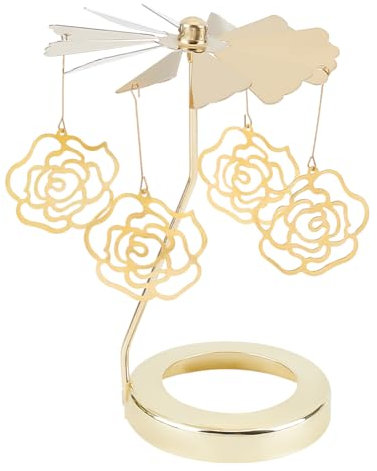 GLOBLELAND Rotierender Kerzenständer Aus Edelstahl, Teelichthalter, Goldener Karussell-Kerzenständer Für Hexenaltar-Dekoration, Drehender Kerzenaufsatz Für Hochzeiten, Geschenke(Rose, Gold)