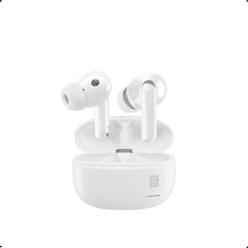cellularline - Auriculares intrauditivos inalámbricos con Estuche de Carga - Bluetooth - con tecnología ANC y ENC - Autonomía Total 18 Horas - Blanco