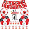 Fußball Geburtstag Dekorationen Rot und Weiß, Fußball Happy Birthday Banner, Fußball Thema Kuchen Cupcake Topper, Rot Schwarz Luftballons Fußball Folienballon für Jungen 5th 7th 8th 11th 13th Jahre