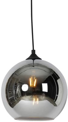 Qazqa - Art Deco Smarte Hängelampe I Pendellampe I Pendelleuchte schwarz mit Rauchglas inkl. WiFi A60 - Wallace Dimmer I Dimmbar I Wohnzimmer I Schlafzimmer - Rund - LED geeignet E27