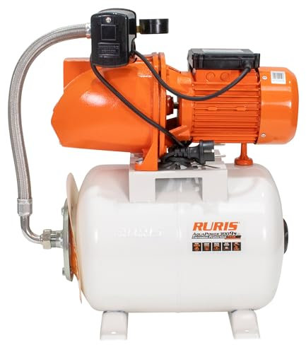 RURIS POWER FOR NATURE Station d'eau domestique avec Manomètre & Réservoir Surpresseur Aquapower 3009S 1500W, reservoir 24l, profondeur max 9m, hauteur max 60m