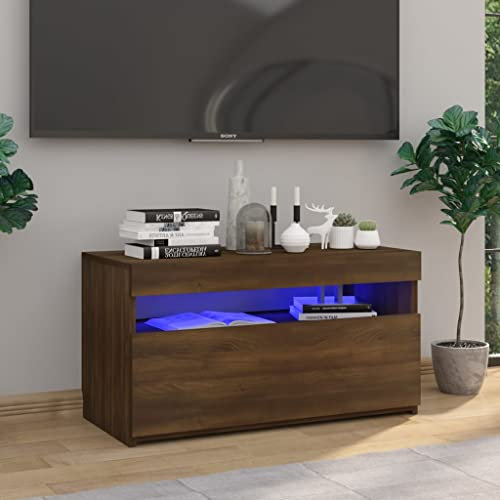 Mobile Basso Soggiorno,Mobiletto Tv Multifunzione Mobile Porta Tv Con Luci Led Rovere Marrone 75x35x40 Cmadatto A Soggiorni, Camere Da Letto, Sotto Il Televisore