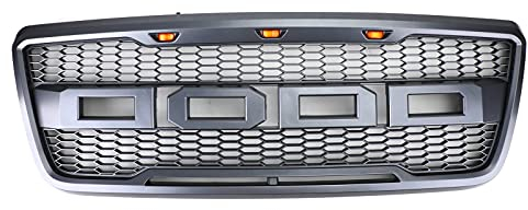 Artudatech Frontgitter für die Motorhaube passend für Fo-rd F150 2004–2008 Rap-Tor Stil mit LED
