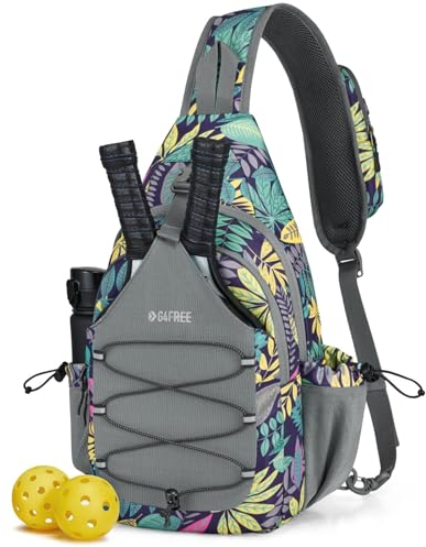 G4Free Pickleball-Tasche, Crossbody-Tasche für Männer und Frauen, Pickleball-Rucksack, Pickle-Ball-Paddeltasche, Pickleball-Geschenke für Sport, blaues Blatt