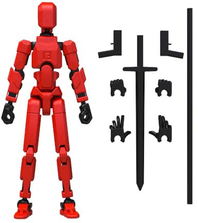 MerryXD Titan 13 3D Printed Multi-Jointed Movable Action Figure, Lucky 13 Nova 13 Dummy 13 Toy for Boy Red