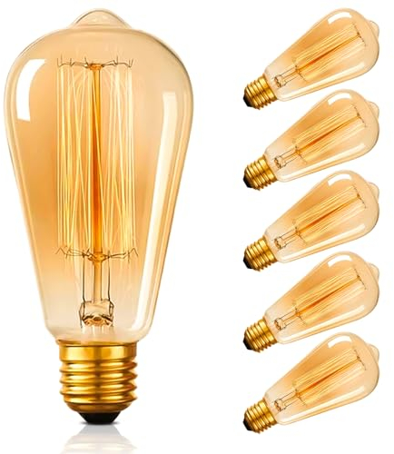 ST64 Vintage Light Bulbs with E27 Edison Screw Cap, Squirrel Cage Shaped Filament Bulb, 2700K Warm White Dimmable, Pack of 6