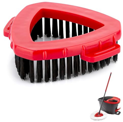 Spin Mop Head Replacement, 180 Degree Swivel Trangle Base Scrub Mop Brush, Triangle Spin Mop Head Replacement for Vileda EasyWring 2 Tank System Floor Mop Scrubbing Brush for Bathroom Garage Kitchen