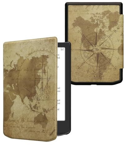 kwmobile Étui Compatible avec Pocketbook Verse/Pro/Color/Vivlio Light/Light HD Coque - Étui à Rabat magnétique Tablette eReader Similicuir - Marron-Marron Clair