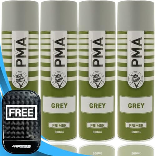 4TRESS PMA 4 x Matt Grey Primer Aerosol Spray Paint Cans 500ml High Coverage Non-Slip Dash Mat(4T-PCPA1019)