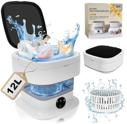 Portable Mini Washing Machine with Spin Dryer, 14L 1.8Kg Capacity, Ideal for Underwear, Baby Clothes, Camping & Travel, Gray