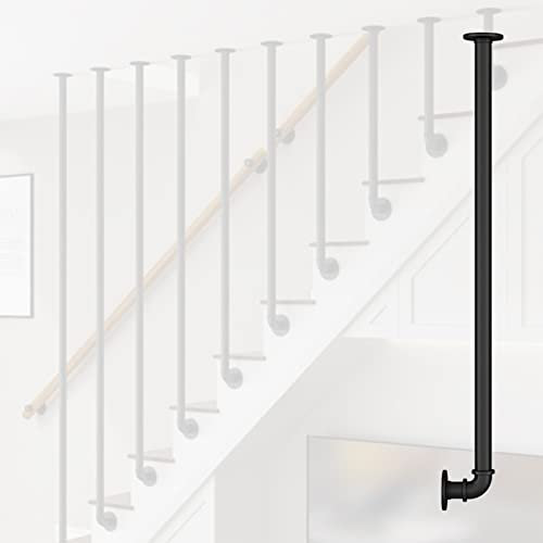 DLAZUM Handlauf für Dachbodentreppen in Gold, Schwarz, Weiß, vertikale Treppengeländer für Innenflure und Lofts, runder Handlauf aus Metall und Eisen, seitliche Montage mit Beschlägen (170 cm)