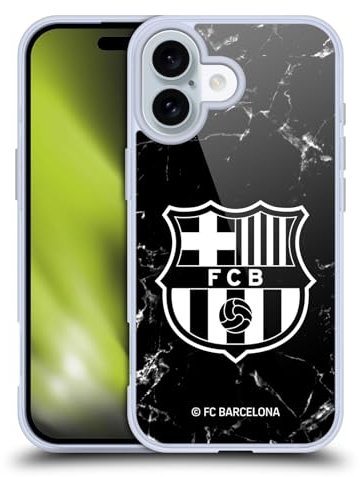 Head Case Designs Offizielle FC Barcelona Marmor Schwarz Wappen Muster Soft Gel Handyhülle Hülle kompatibel mit Apple iPhone 16