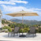 PURPLE LEAF Parasol de Jardin Extérieur Inclinable, Parasol Rectangulaire 2 x 3 m en Aluminium, Parasol Balcon en Teck Anti-Vent et Anti-UPF, pour Plage, Terrasse, Patio, Kaki