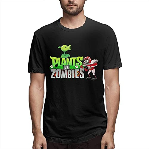 Mens Pl-Ants Vs Zo-Mbies Funny Soft Men's Pop Short Sleeves Comfortable T Shirt Large (Small)