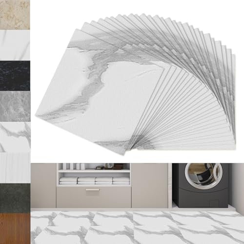 Froadp PVC Bodenbelag Selbstklebende Fliesen 30 x 30 cm Quadrat Fliesenoptik Vinylboden Bodenfliesen für Wohnzimmer Küche Balkon Rutschfest Wasserfest Boden Fliense (Typ 3, 27 Stück - 2,51m²)