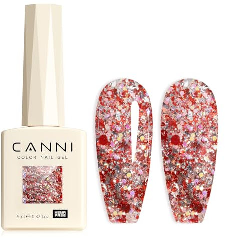 CANNI UV Gel Nagellack Glitzer Nagellack Gel Nail Polish Farbgel für Gelnägel UV Lack Soak Off gellack für UV Lampe 8084