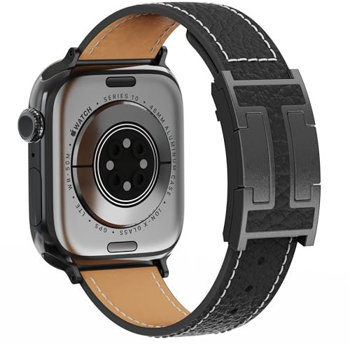 Cinturino magnetico in pelle compatibile con Apple Watch Ultra Band 49 mm, 46 mm, 45 mm, 44 mm, 42 mm, 41 mm, 40 mm, 38 mm, cinturino di ricambio per donne e uomini, iWatch Ultra 2/Ultra/SE/Series