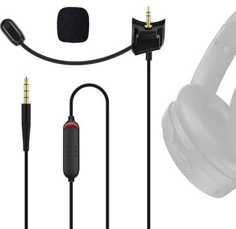 Gneinour QC45 Microphone Compatible with Bose QC45 Wireless Noise Cancelling Headphones, Boom Gaming Microphone Cable with Mute Switch for PS4, PS5, PC, Xbox One Controller (QC45 Boom Mic)