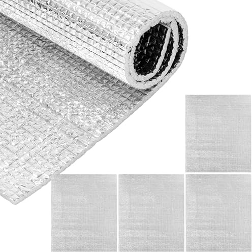 Doppelseitige Isolierschaumplatte aus Epe mit Aluminiumfolie, 4 Stück | Silber, Beidseitige Folienausführung, zum Kleben mit Kleber oder Klebeband, Wärmespeicherung