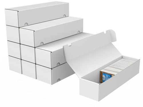 Trading Card Storage Box, 10-Pack 1100 Count White Corrugated Cardboard Box | Bulk Sports Storage Box for TCG/Magic/Mtg Basketball Card, Collectible Trading Cards