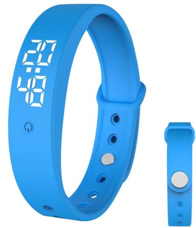FOGARI Vibrationswecker Erinnerungsuhr Vibrationsalarm Erinnerung Uhr bis zu 10 persönliche Alarme oder Pillenerinnerungen pro Tag (Blau)