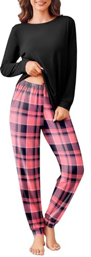 Ekouaer Pigiama Donna Invernale Caldo Lungo con Polsini e Tasche Super Morbido e Leggero S-XXL
