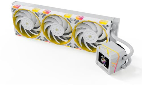 Enfriador de CPU de Tyenaza Liquid Freezer para escritorio con pantalla de monitor LCD, 360 mm, control de temperatura igente, bomba de agua optimizada, efecto de iluminación RGB (360 mm)