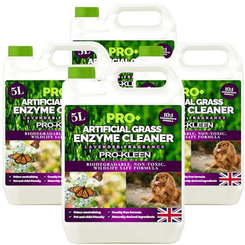 Pro-Kleen ProBio Artificial Grass Cleaner Probiotic Based Deodoriser Odour Eliminator 4 x 5L Non-Toxic Cruelty-free Pet Friendly - Lavender Fragrance - Naturally derived Probiotic Cleaning