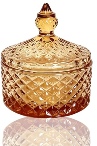 5oz Amber Glass Jars Crystal Cotton Bud Holder Coffee Table Bathroom Aesthetic Room Decor Cotton Pads Bath Salt Glass Tealight Holders Tea Coffee Sugar Canisters Organiser Storage Empty Candle Jars