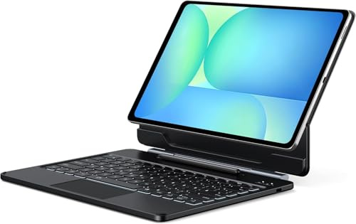 ORDA Tastatur Hülle für Samsung Galaxy Tab S10 FE Plus (13,1 Zoll) mit Tastatur, Magnetische Ständer, Multi-Touch-Trackpad, Hintergrundbeleuchtung, S-Pen-Halter, AI-Taste