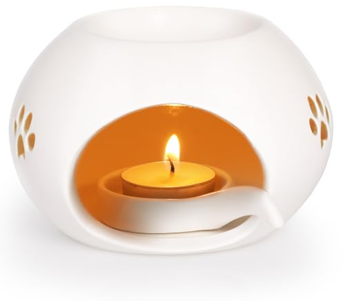 GeeRic Duftlampe aus Keramik, Aromalampe aus Keramik | Duftöl und Duftwachs diffusor,Duftlampe Teelicht– Weiß 1