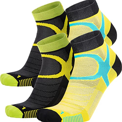 Eightsox Unisex Sport Color 3 Socken 2er Pack, black-yellow, 42|43|44