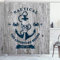 ABAKUHAUS Nautisch Duschvorhang, Anker Schädel Meer Seil, Stoffliches Gewebe Badezimmerdekorationsset mit Haken, 175 x 180 cm, Beige Marineblau