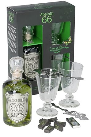 1 Geschenkbox Absinth a 500ml 66,6% Vol. + 2 Gläser + 2 Absinthlöffel