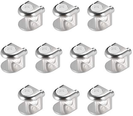 Sourcingmap Glass Shelf Brackets, 10pcs Zinc Alloy Glass Shelf Clamp Pegs Support Clip Shaft Mount for 5mm-8mm Thick