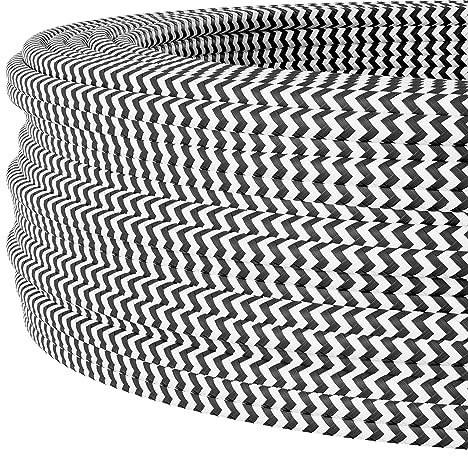 Textilkabel für flexible Elektroinstallation (H05VV-F), Stoffkabel 3x1.5mm², Aufputz-Textilkabel, Installationskabel, Schwarz-Weiß- 3 Meter