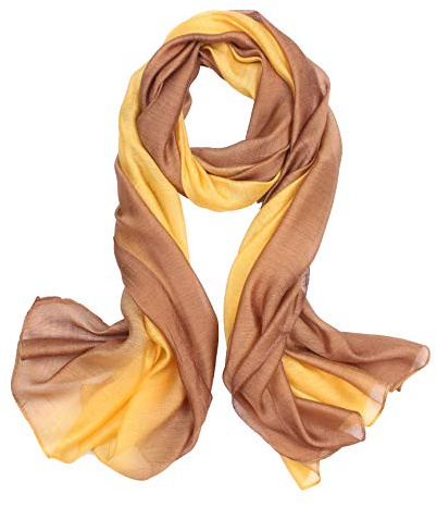 Scarf for Women Cotton Silk Scarves Elegant Gradient Color Lightweight Fashion for Spring Winter Scarves Shawl Wraps (Yellow)