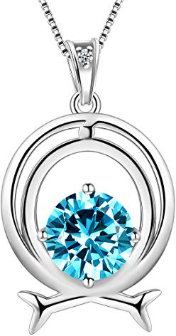 Aurora Tears Fische Halskette 925 Sterling Silber 12 Sternzeichen Anhänger Sternbild März Birthstone Halskette CZ Horoskop Schmuck Geschenk für Frauen und Mädchen DP0134Y