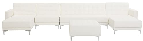 Wohnlandschaft Kunstleder weiß mit Ottomane Aberdeen