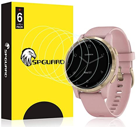 SPGUARD Schutzfolie Kompatibel mit Garmin vivoactive 4S Schutzfolie,[6 Stück] LiQuidSkin Anti-Bubble Clear Film für Garmin vivoactive 4S