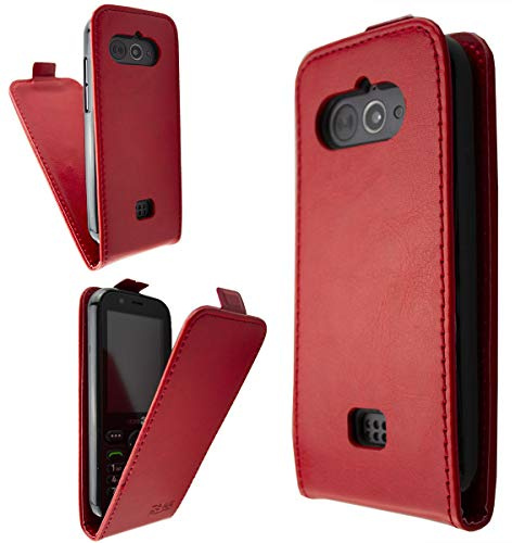 caseroxx Flip Cover für Doro 7010/7011, rot | Aufklappbare Schutzhülle mit Rundumschutz und sicherem Verschluss, aus Kunstleder