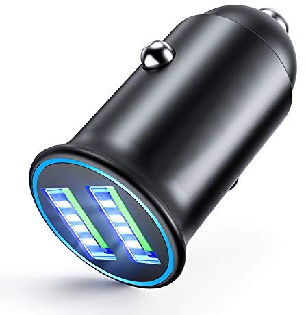 MMOBIEL USB-Autoladegerät Zigarettenanzünder Dual 3.0 USB Port – Kompakt Ladeadapter 5V/2.4A/24W – Kompatibel mit iPhone 17/16/15/14, iPad, Samsung S25/S24/S23/S22, Xiaomi, Huawei, Oppo usw. - Schwarz